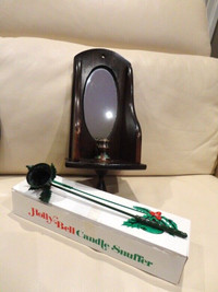 Holiday Season Holly Bell Candle Snuffer & Candle Mirror Light