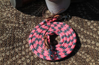 Pink/grey braided roping reins
