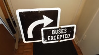 "BUSES EXCEPTED" COMBO OF 2  STREET SIGNS/2 ARROW TRAFFIC SIGNS