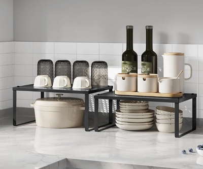 Set of 2 Metal Cabinet Shelf Organizers Spice Racks, View more