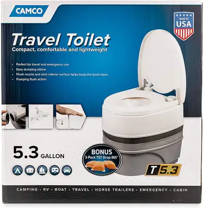 2 brand new items for sale 1) Travel Toilet 2) Toilet Treatment (see the second photo)