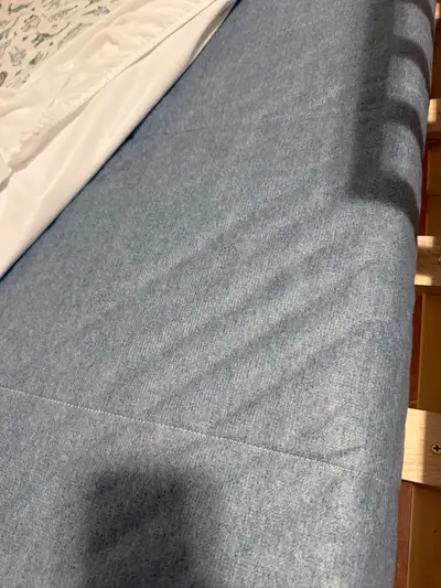 Mattress barely used. Includes 1 set of sheets and one extra fitted sheet (both dinosaur themed) and...