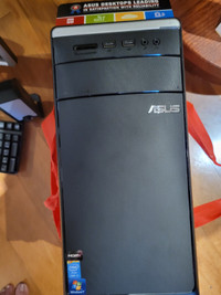 Dell Monitor, keyboard, speakers, cannon printer, ASUS computer