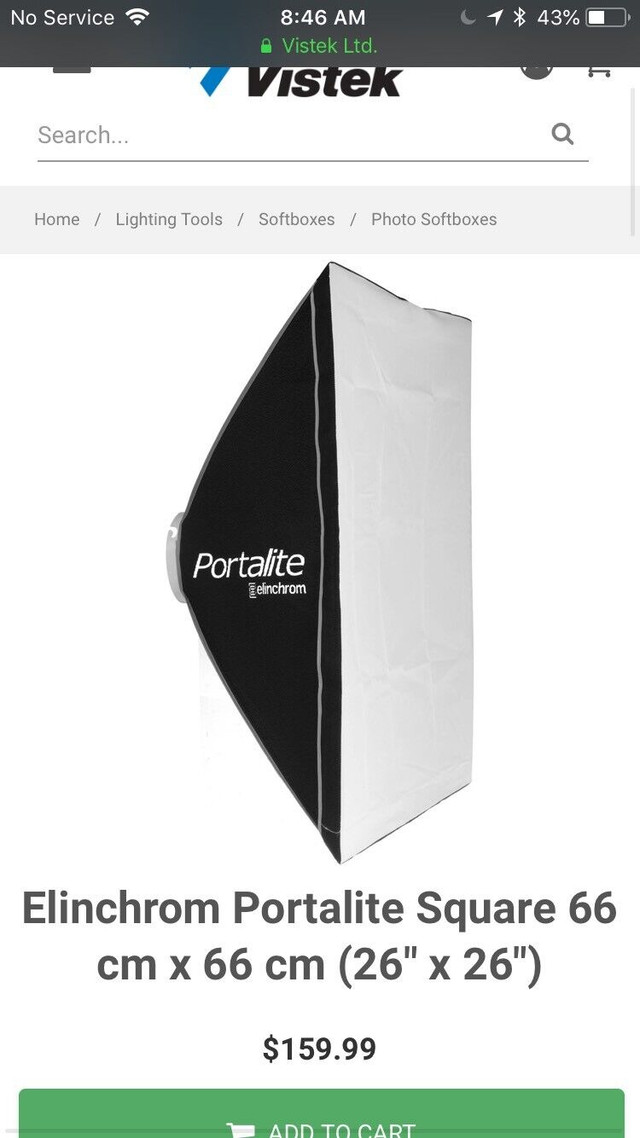 Elinchrom Portalite Softboxes 66 cm x 66 (two available) in Cameras & Camcorders in City of Toronto