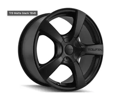 4 beautiful Touren TR9 matte black wheels (used 2 winters), sized at 18x8 inches, bolt pattern-5/112...