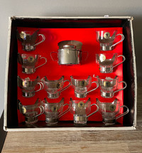 Vintage Glass & Stainless Steel Espresso Set of 12 Made in Italy