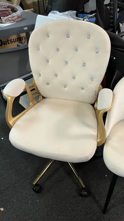 Velvet Office Desk Chair Button Tufted Vanity Chair with Swivel, View more