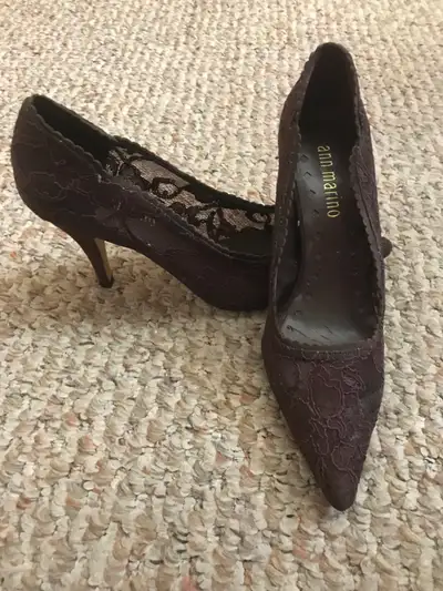 Chocolate Brown Lace Heels, View more