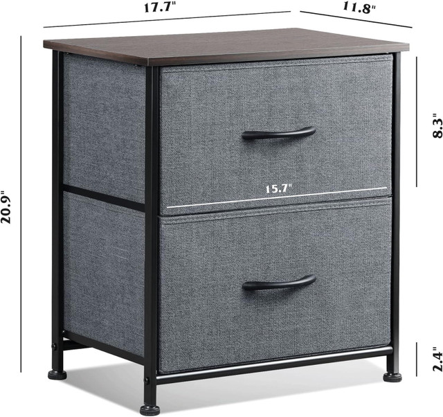 WLIVE Nightstand 2 Drawer Dresser for Bedroom in Storage & Organization in City of Toronto - Image 4