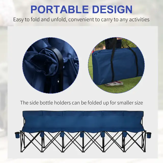Outsunny 6 Seat Foldingblue Camping Chair with Cup Holder  in Chairs & Recliners in Markham / York Region - Image 7
