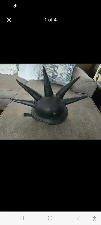 Two kids helmets, Black one with leather spikes is $50 Motor cycle helmet is $30 If the ad is still...