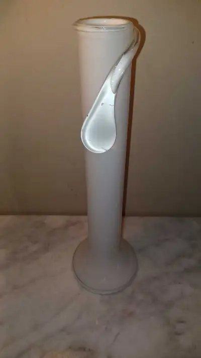 12"T Tarnowiec Poland Tall Slim Vase White and Clear Teardrop, View more