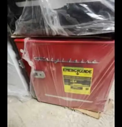 RED RETRO Frigidaire 1.6 cu. ft. Retro Bar Fridge with chiller, View more