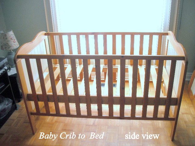CRIB to BED, convertible, wood, mattress, Aquarium soother in Cribs in City of Toronto - Image 3