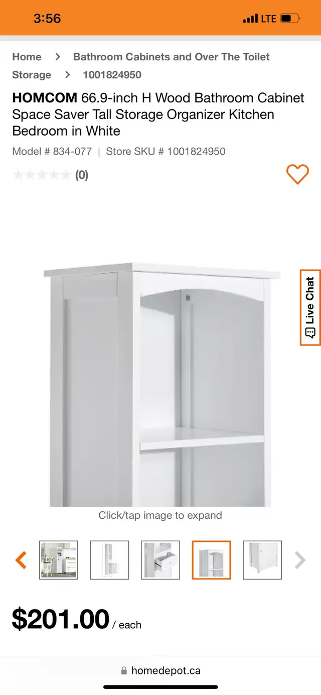 HOMCOM 66.9-inch H Wood Bathroom Cabinet Space Saver Tall Storag in Storage & Organization in Kitchener / Waterloo - Image 7