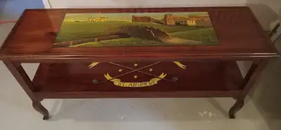 RARE Console Table w/ St. Andrews Golf Scene Scotland, View more