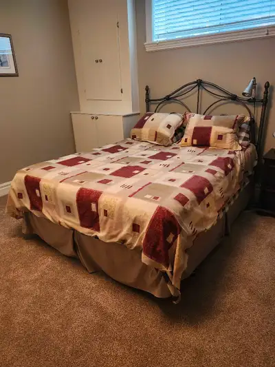 Comes with Queen matress boxspring frame and headboard Dresser Hutch Night table