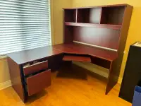 Solid wood L-shape office desk & chair