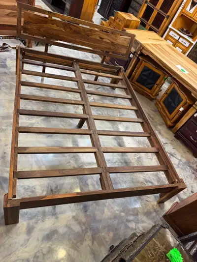✅ Base de Lit Queen bois de rose naturel, cadre lit Queen modern, View more