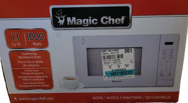 Magic Chef 1.1 cu. ft. Countertop Microwave in White in Microwaves & Cookers in Markham / York Region - Image 3
