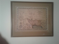 Vintage Framed Ponderosa map signed