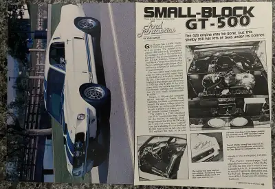 1968 Shelby GT-500 w/428 ci Original 2 Pg Article, View more