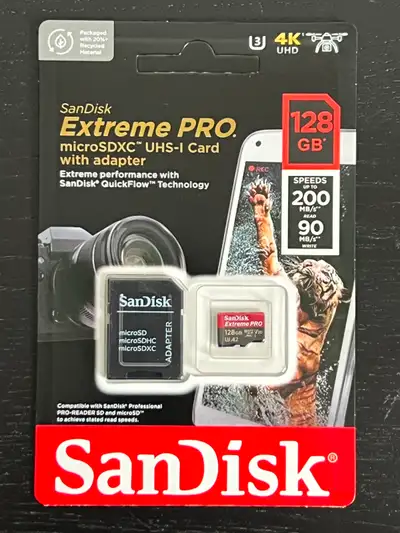 About this product: Brand: SanDisk Model name: SDSQXCD-128G-GN6MA Flash memory type: SD Memory stora...