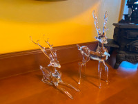 Set of Two Hand Blown Glass Reindeers or Deer Art Glass