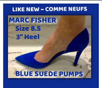 COMME NEUFS!! *MARC FISHER* WOMEN’S SEXY BLUE SUEDE PUMP~3” HEEL