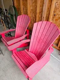 Selling 2 red Adirondack chairs