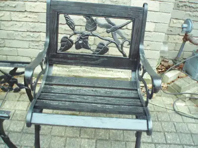 VINTAGE CAST IRON & WOOD OUTDOOR CHAIRS, View more