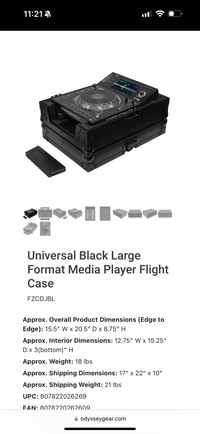 Odyssey black flight case FZCDJBL 