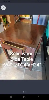 Solid Wood  side Table  / Drawer  / Shelf bottom 