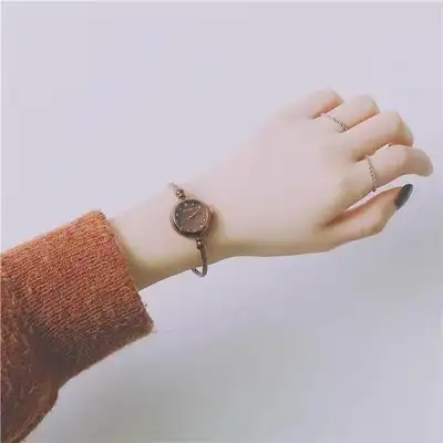 Japanese bracelet watch, comes with a battery, brown,, View more