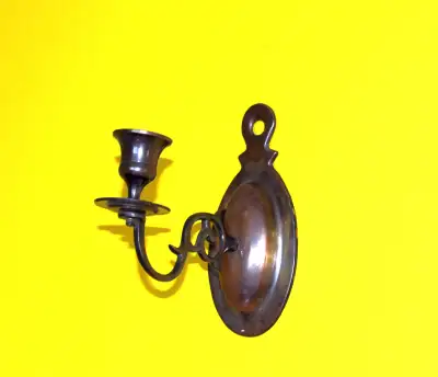 Vintage Indian Bronze wall candle holder, View more