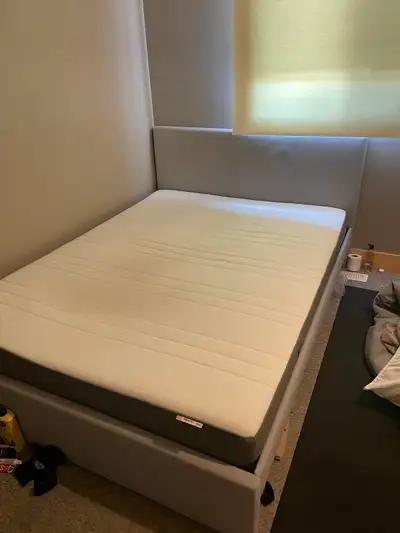 Queen mattress and bedframe, View more