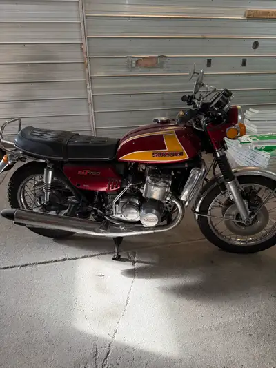 Relive the glory days with this classic 1973 Suzuki GT750, a vintage motorcycle known for its distin...
