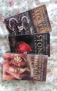 5 paperbacks, 1 hardcover Harry Potter Books AND BONUS DVD.