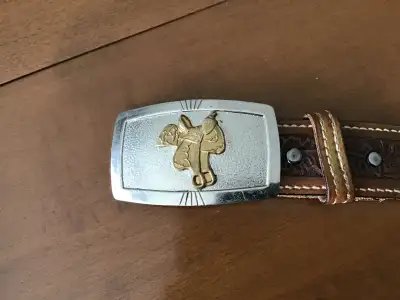 WESTERN SILVER BUCKLE BY JUSTIN AND BELT. 791, View more