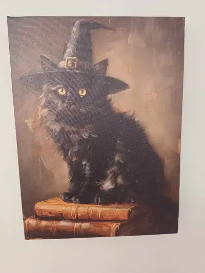 Light Up Halloween Witch Cat Canvas Art Print Wall Art Picture, View more