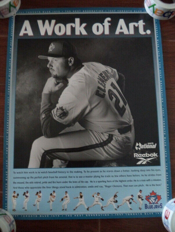 Toronto Blue Jay Roger Clemens A Work Of Art Reebok Poster in Arts & Collectibles in Markham / York Region