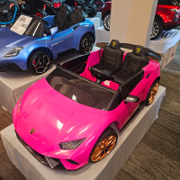 Girls Pink Lambo Huracan w/ Rubber Wheels, 2 Seats & Bluetooth!