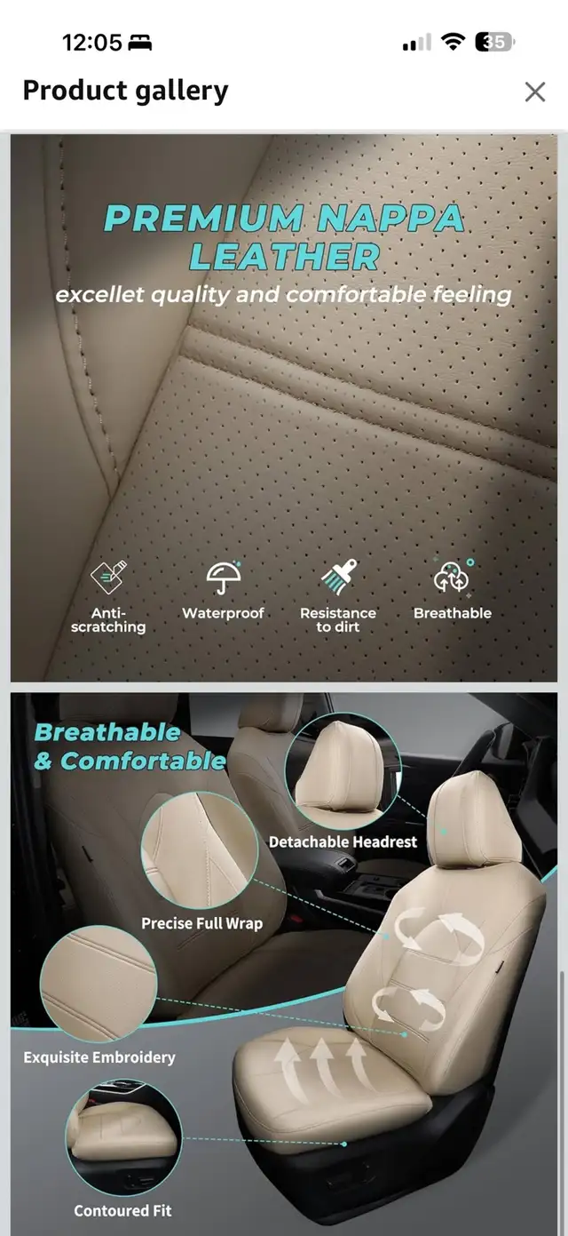 Toyota Highlander 2020–2025 Seat Covers – Beige – 7 Seater in Other in Kitchener / Waterloo - Image 4