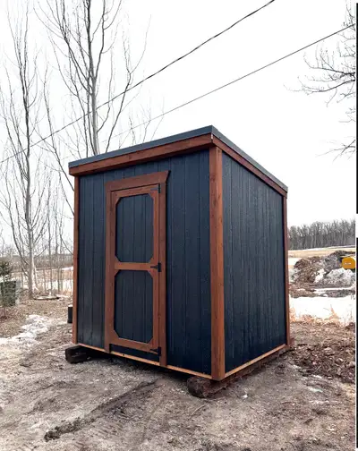 Custom built 6'x8' shed. Built out of LP Smart siding with a black sheet metal roof. Fully treated b...