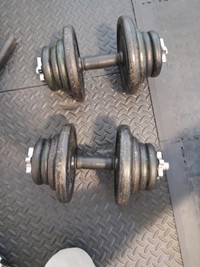 90 LB CAST IRON ADJUSTABLE DUMBELLS(45lbs/hand)