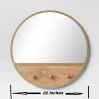 ROUND WALL MIRROR WITH HOOKS