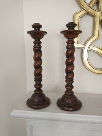 Pair of Solid Wooden Candle Holders - 19" tall