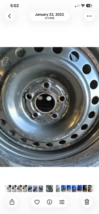 Get ready for the road with these Hankook 215/55R16 tires mounted on reliable steel rims. These item...