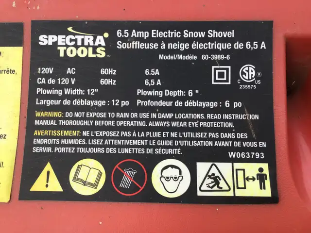 6.5 Amp Electric Snow Shovel in Outdoor Tools & Storage in Oakville / Halton Region - Image 4