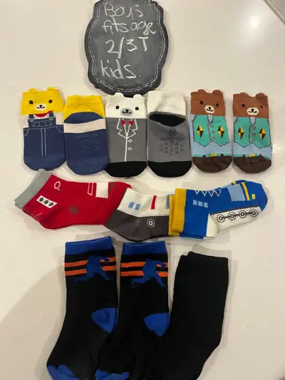 Lot of toddler boys socks fits ages 2/3 T Super cute 3 set of the bears series The ankle ones are br...